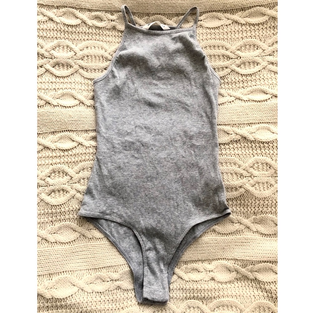 Ribbed Grey Bodysuit